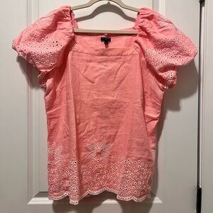 Talbots Embroidered Pineapple Linen Top